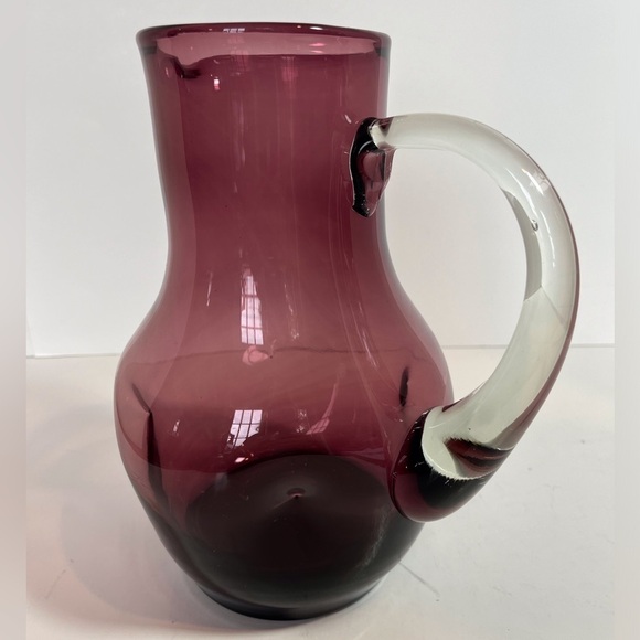 Vintage Amethyst Blown Bischoff Art Glass Pitcher - Picture 9 of 9